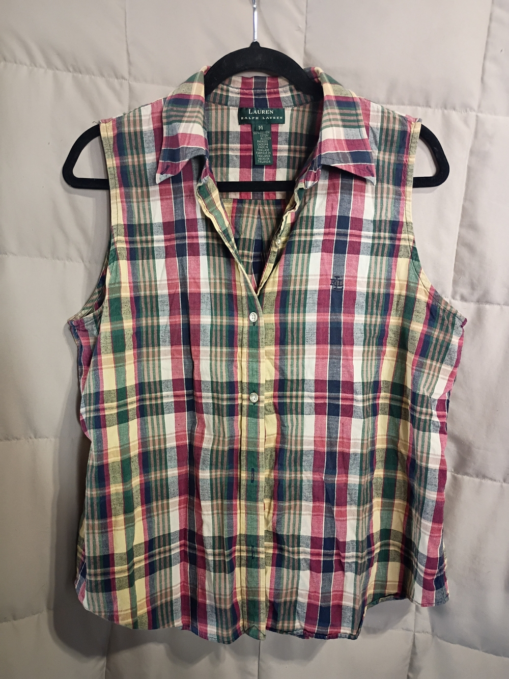 Lauren Ralph Lauren Sleeveless Plaid Button-Up Shirt in Multi